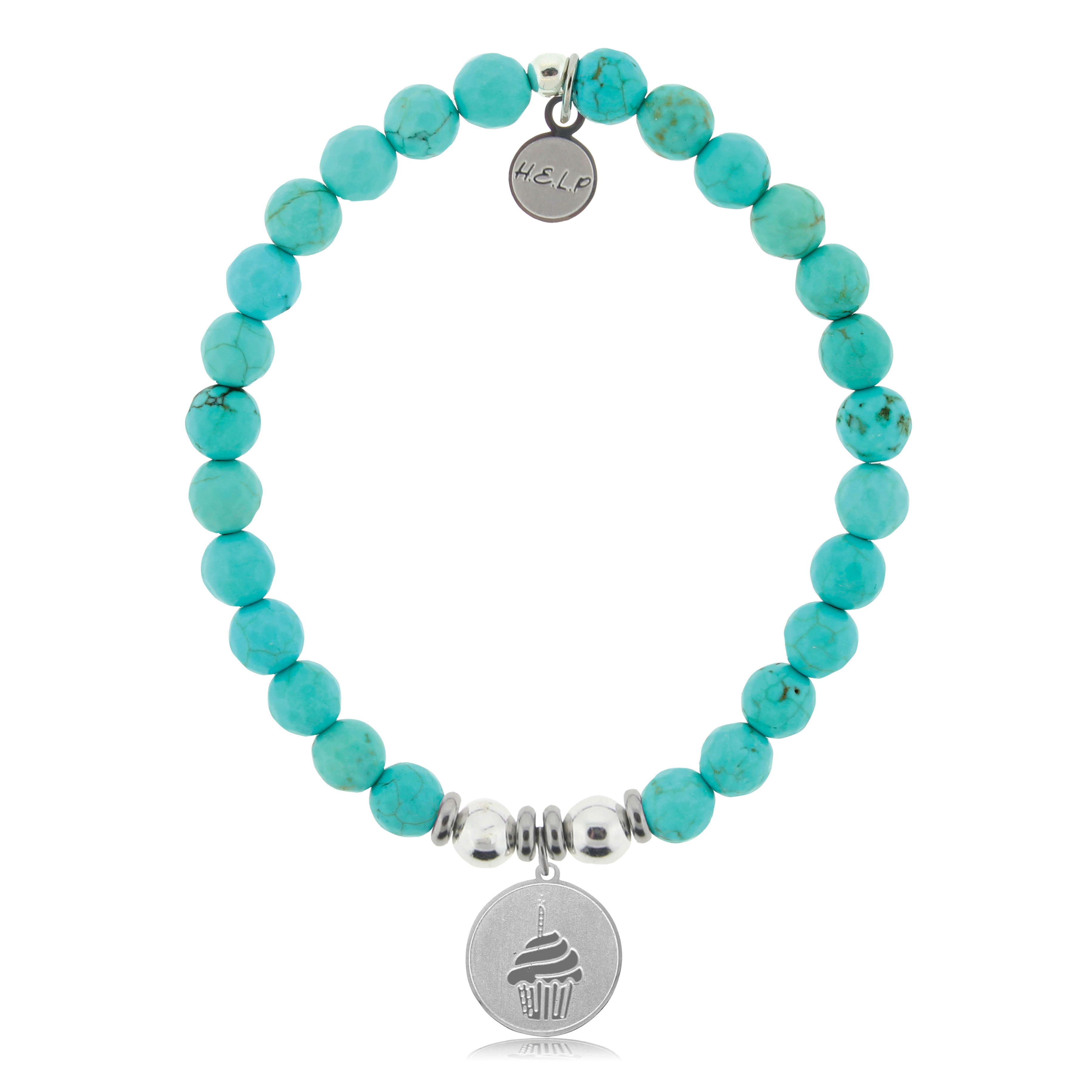 HELP by TJ Cupcake Charm with Turquoise Charity Bracelet