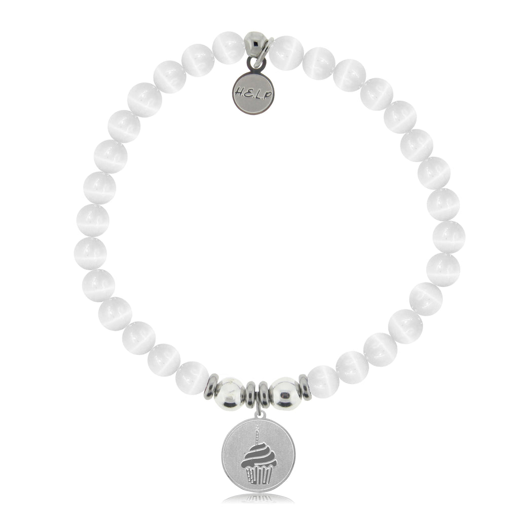 HELP by TJ Cupcake Charm with White Cats Eye Charity Bracelet