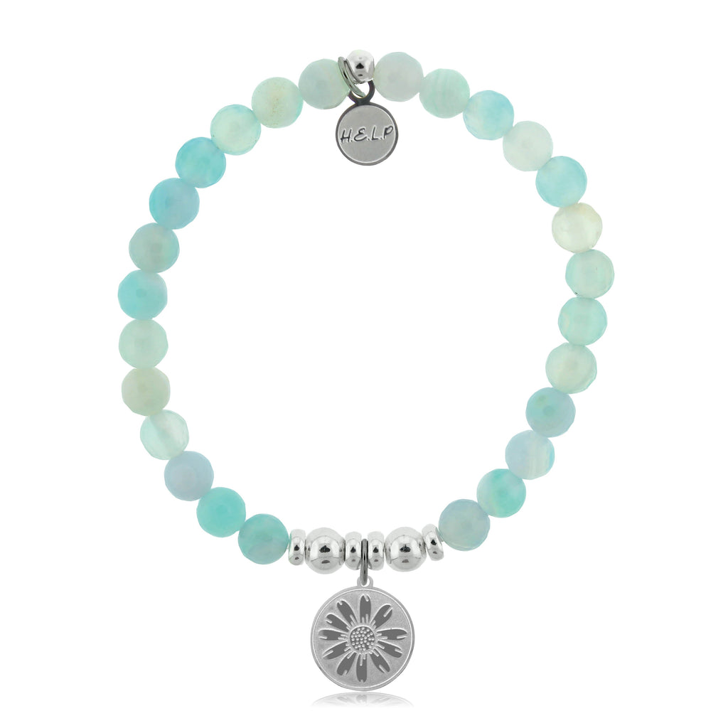 HELP by TJ Daisy Charm with Light Blue Agate Charity Bracelet