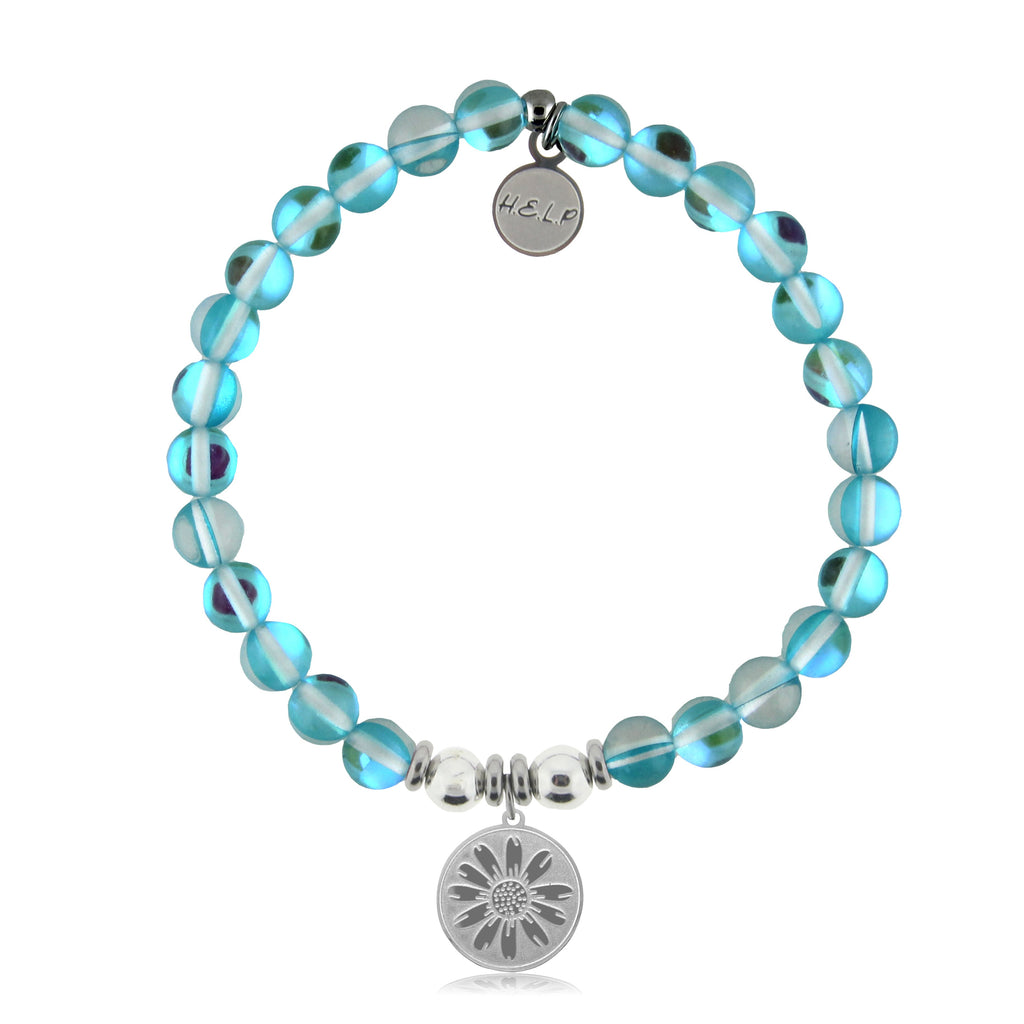 HELP by TJ Daisy Charm with Light Blue Opalescent Charity Bracelet