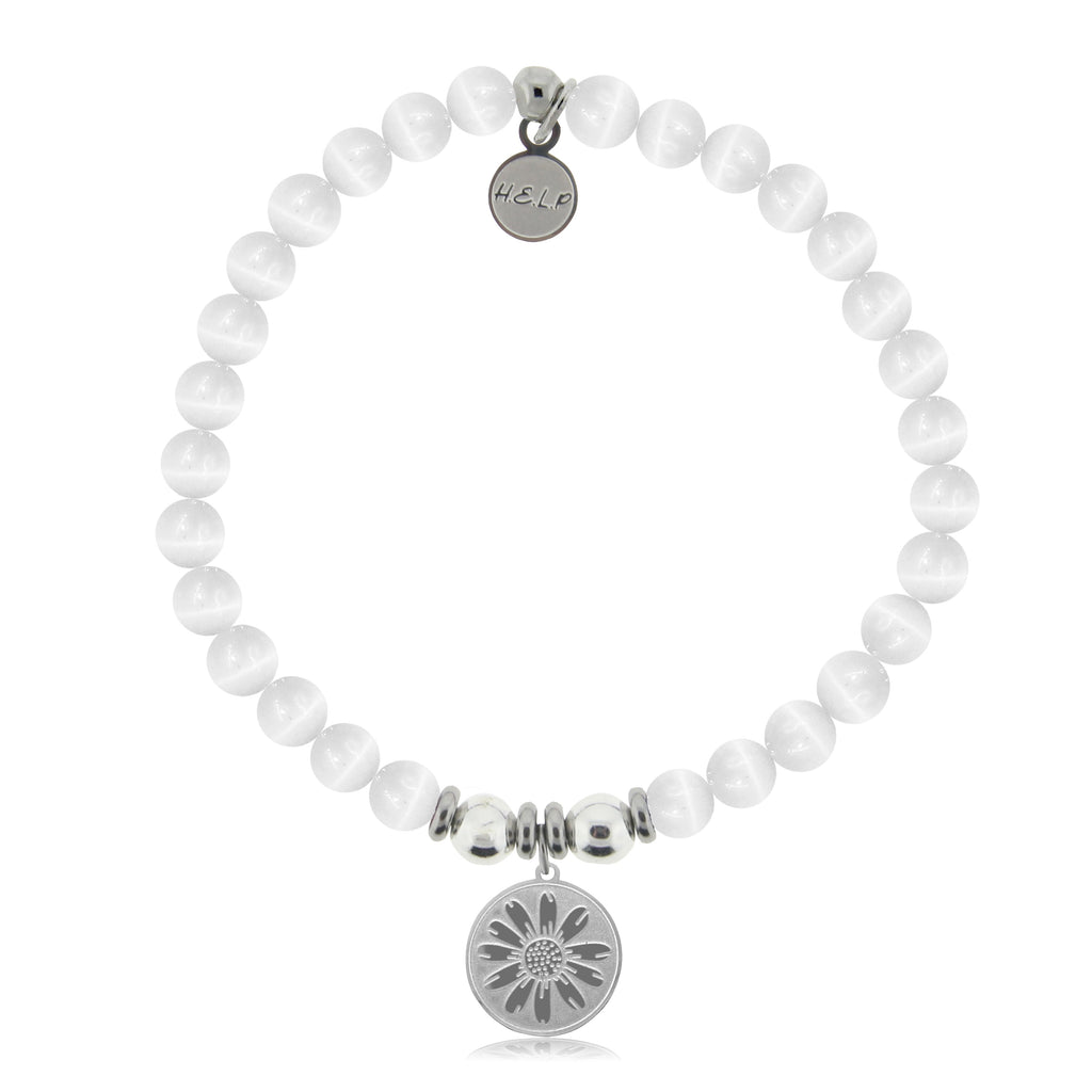 HELP by TJ Daisy Charm with White Cats Eye Charity Bracelet