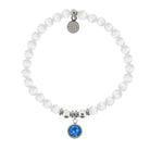 HELP by TJ December Blue Topaz Crystal Birthstone Charm with White Cats Eye Charity Bracelet