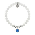 HELP by TJ December Blue Topaz Crystal Birthstone Charm with White Jade Charity Bracelet