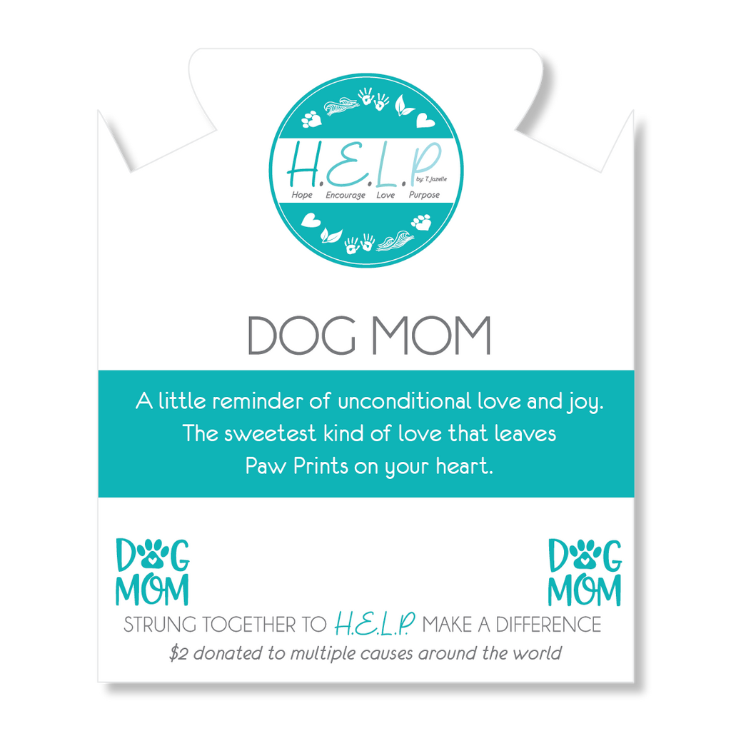 HELP by TJ Dog Mom Charm with Aqua Blue Seaglass Charity Bracelet