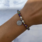 HELP by TJ Dog Mom Charm with Rainbow Hematite Beads Charity Bracelet