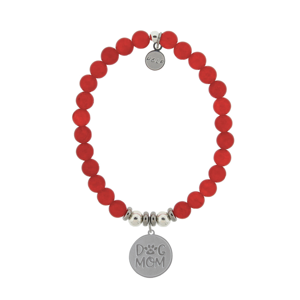 HELP by TJ Dog Mom Charm with Red Jade Beads Charity Bracelet
