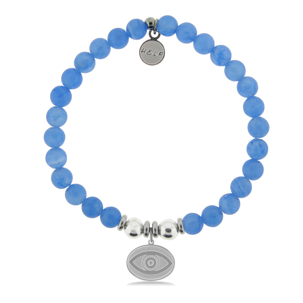 HELP by TJ Evil Eye Charm with Azure Blue Jade Charity Bracelet