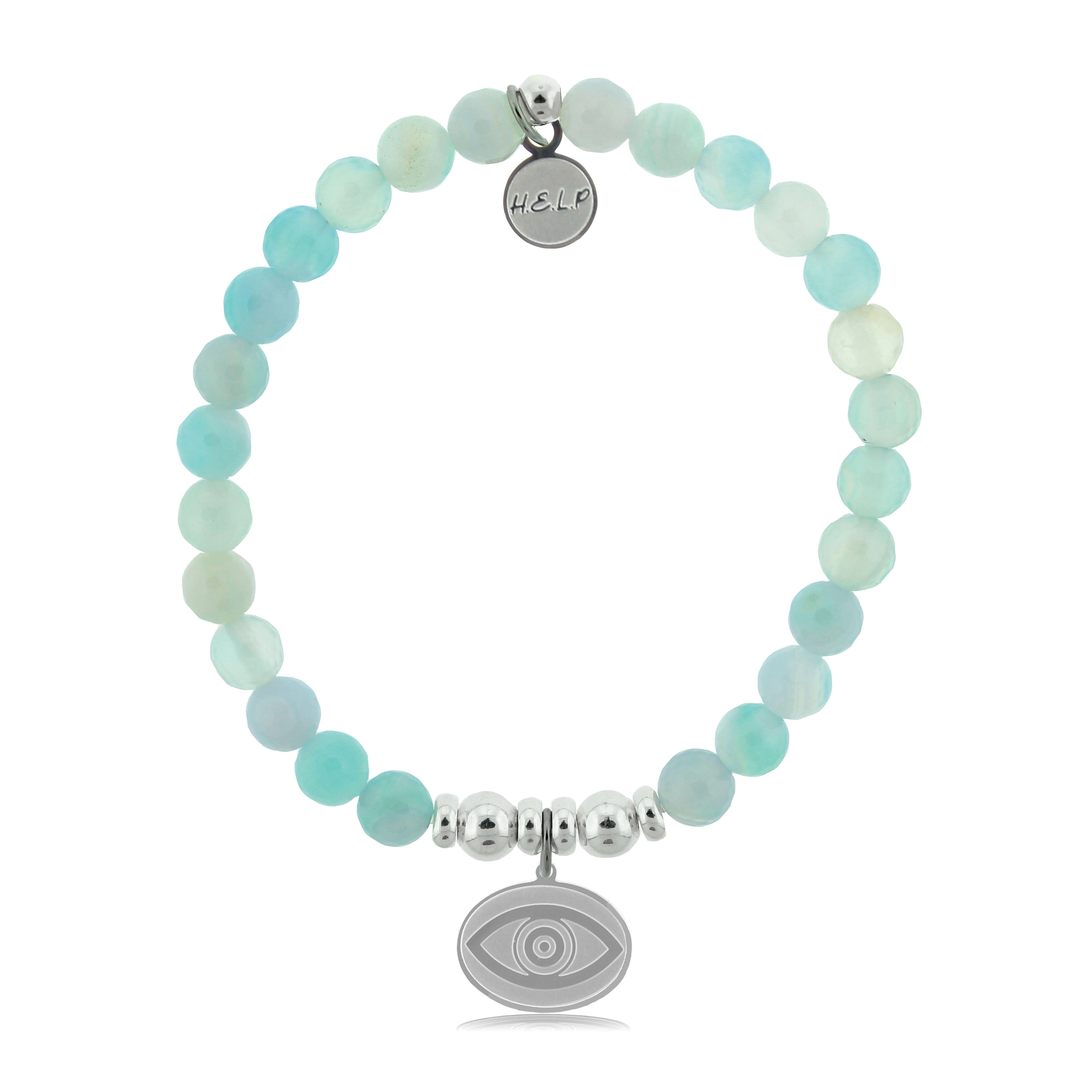 HELP by TJ Evil Eye Charm with Light Blue Agate Charity Bracelet