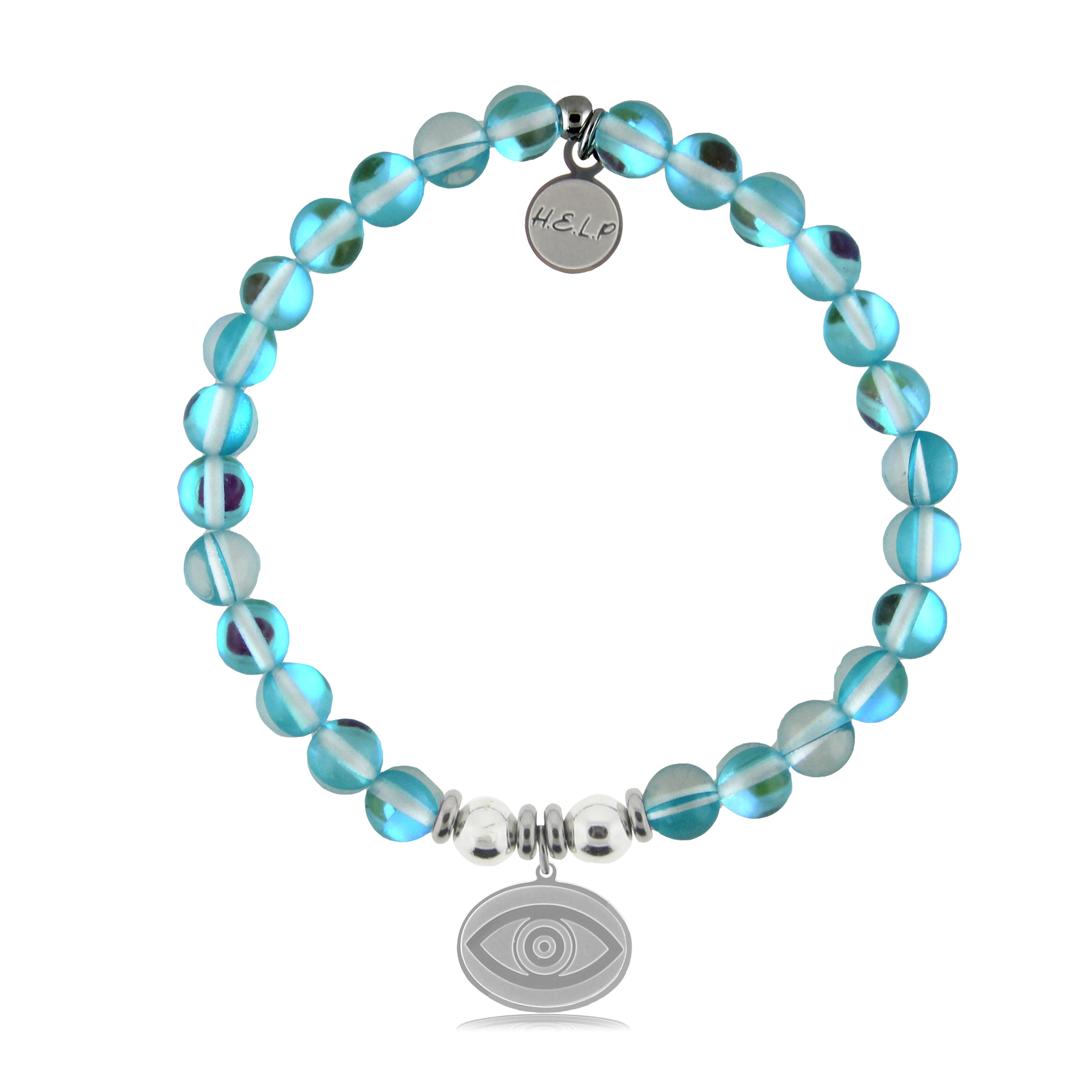 HELP by TJ Evil Eye Charm with Light Blue Opalescent Charity Bracelet