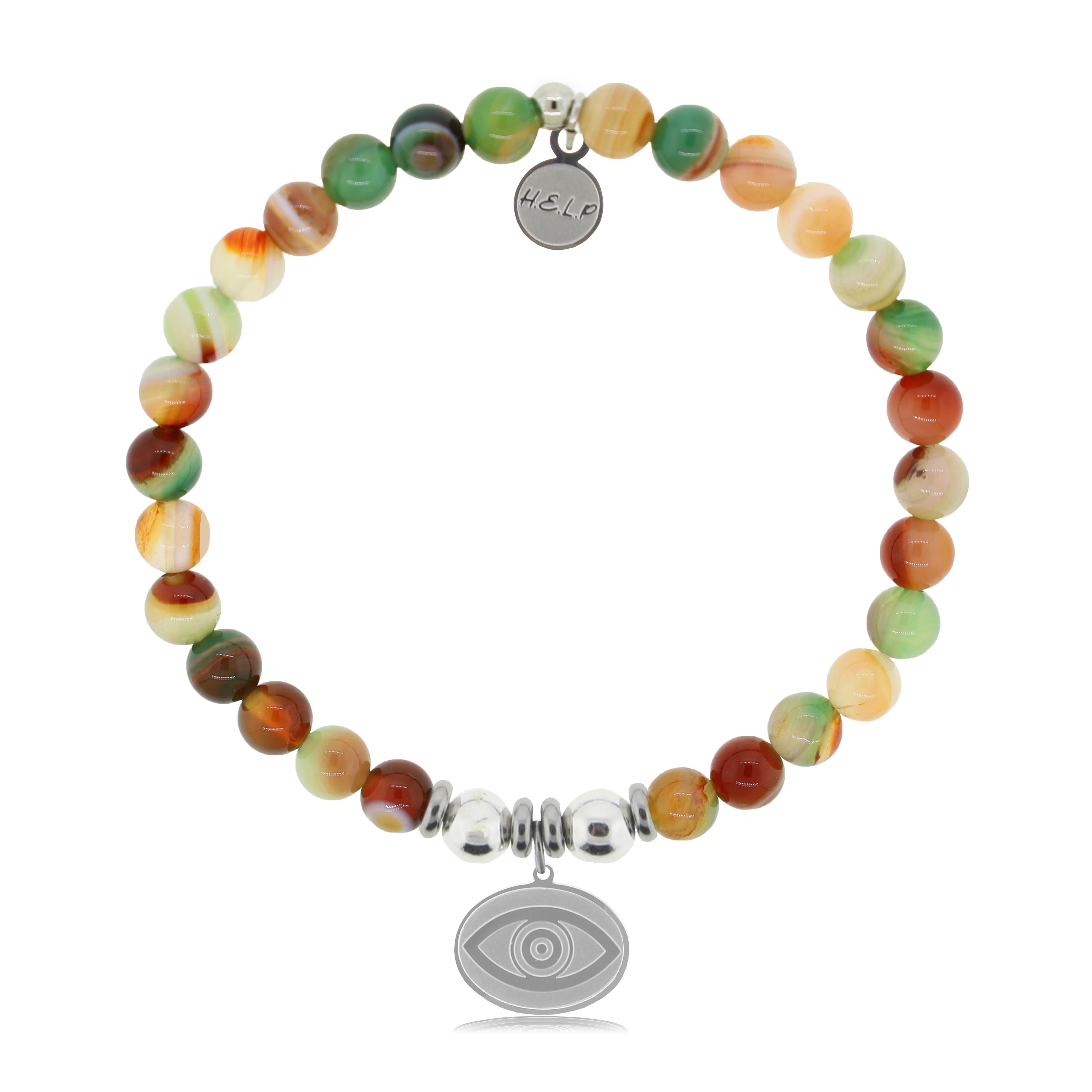 HELP by TJ Evil Eye Charm with Multi Agate Charity Bracelet