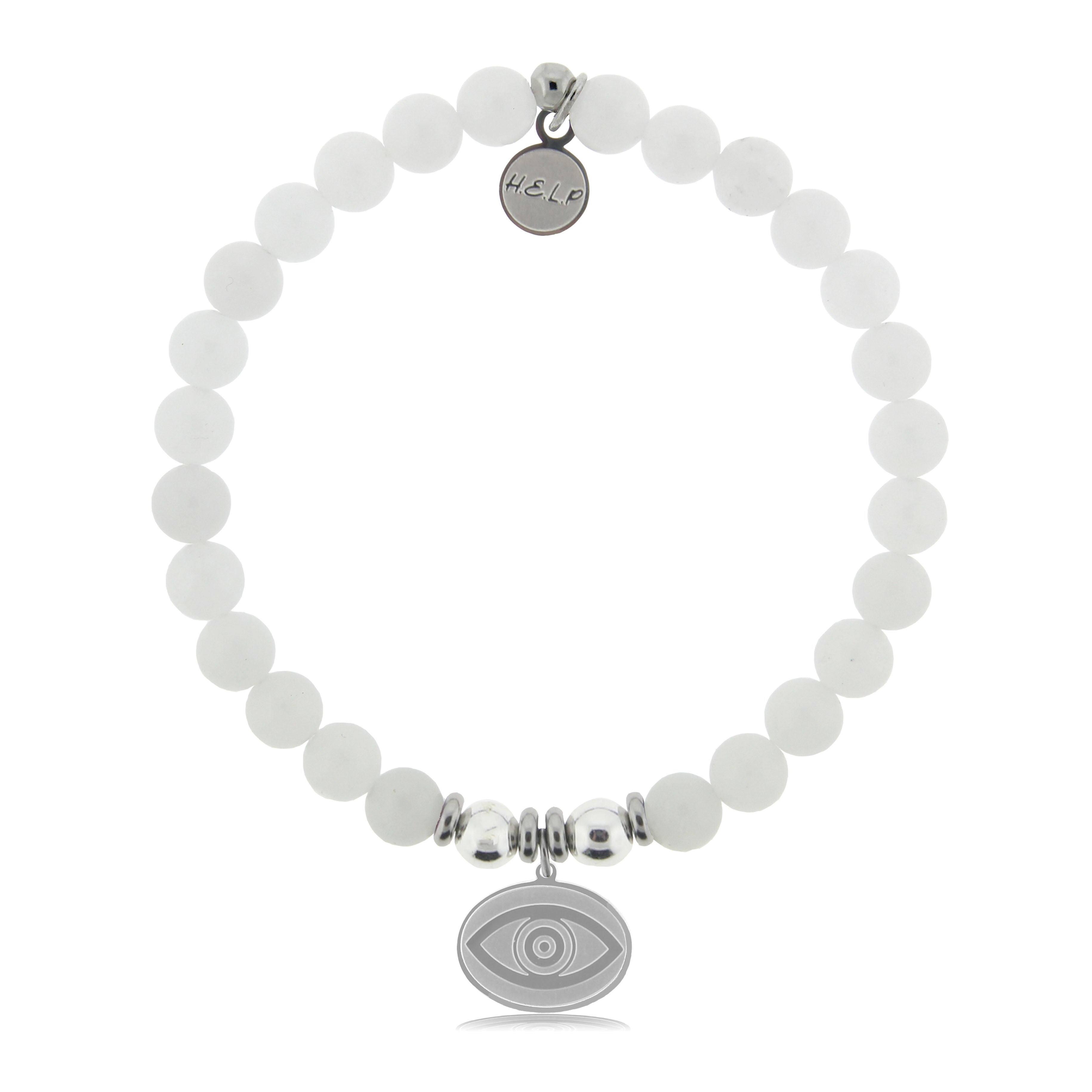 HELP by TJ Evil Eye Charm with White Jade Charity Bracelet