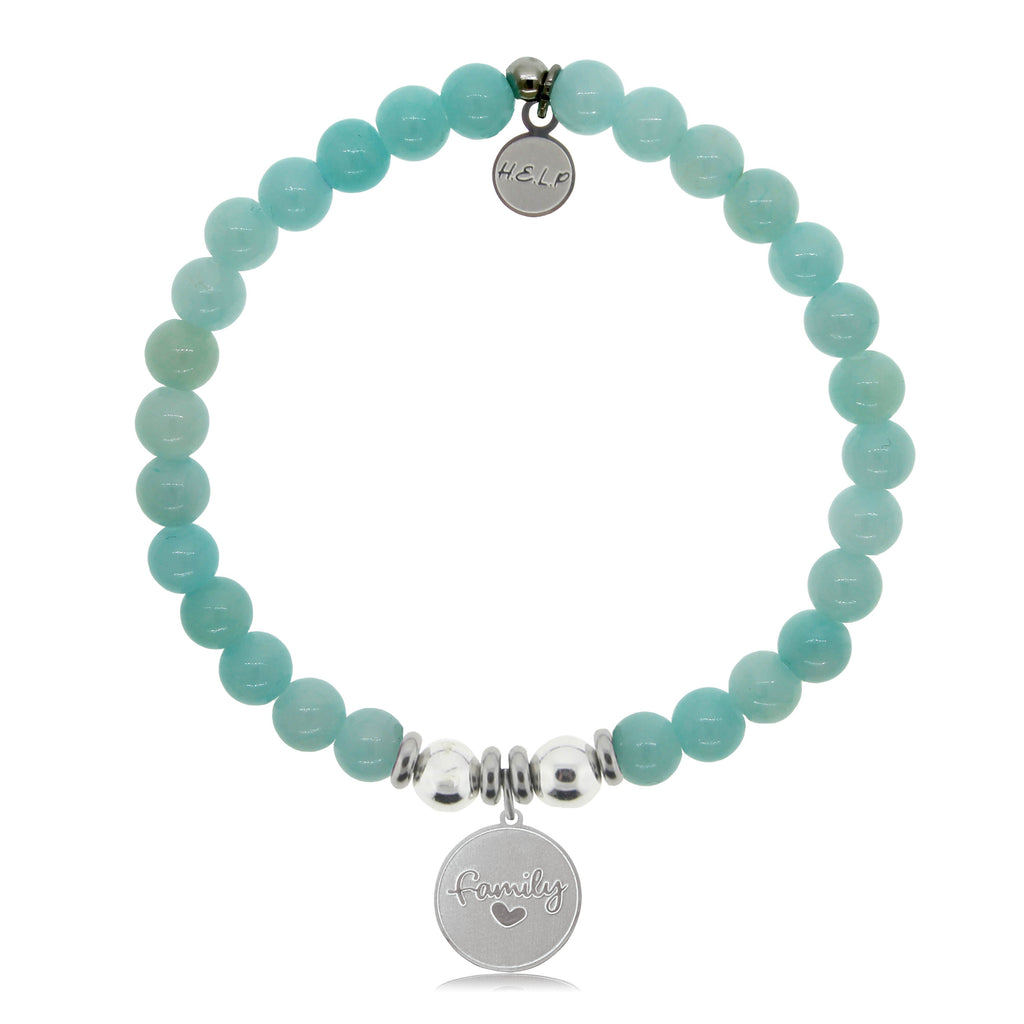 HELP by TJ Family Charm with Baby Blue Agate Beads Charity Bracelet