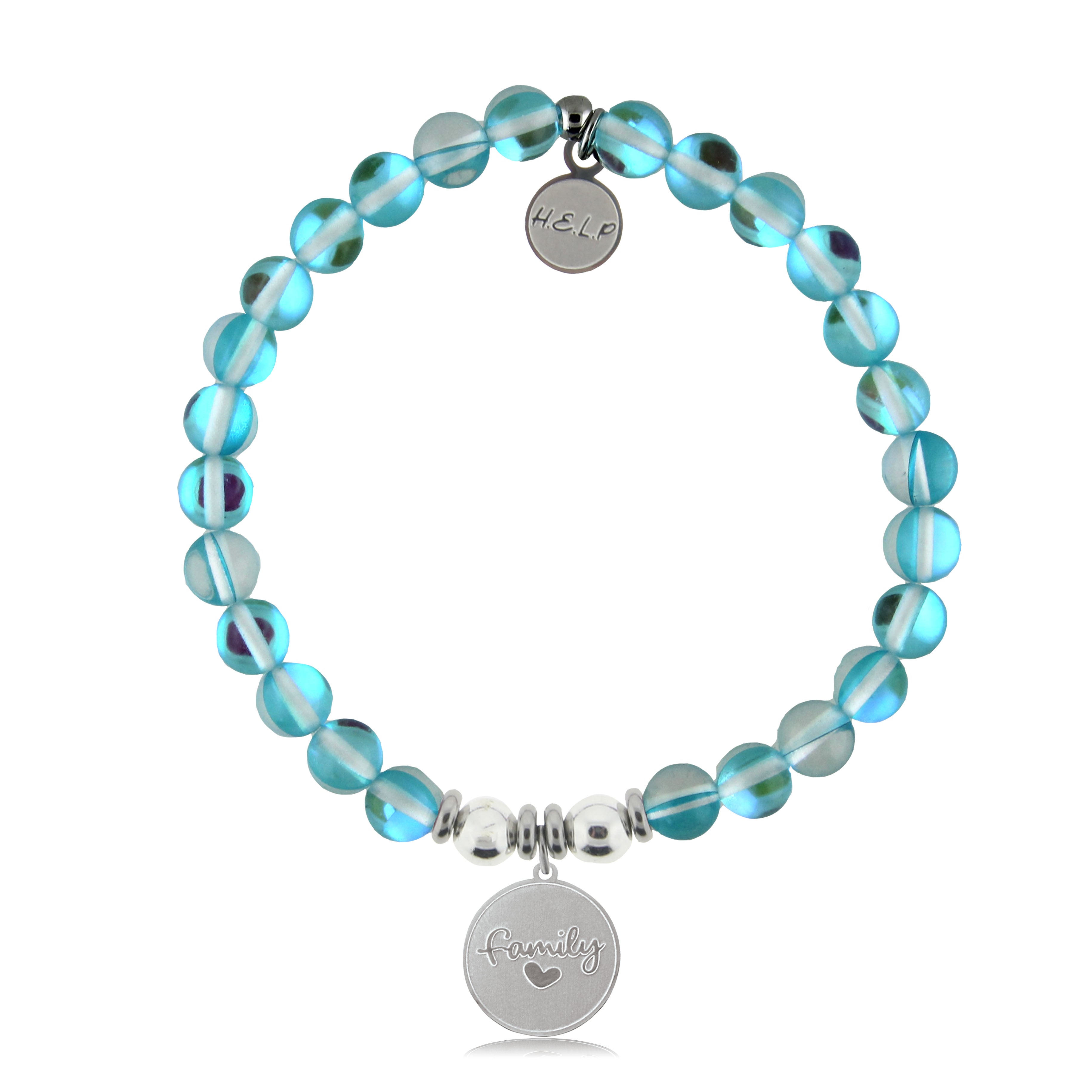 HELP by TJ Family Charm with Light Blue Opalescent Charity Bracelet