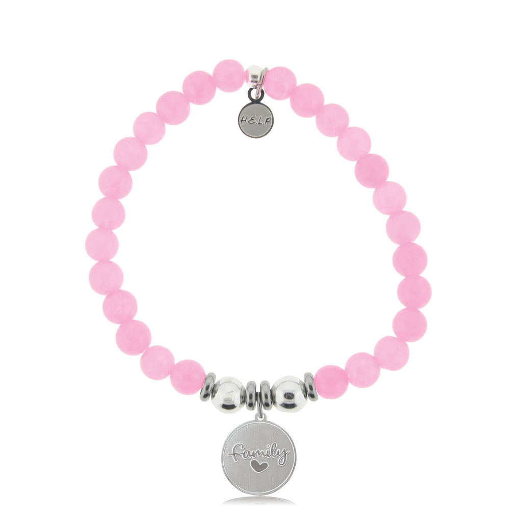 HELP by TJ Family Charm with Pink Agate Beads Charity Bracelet