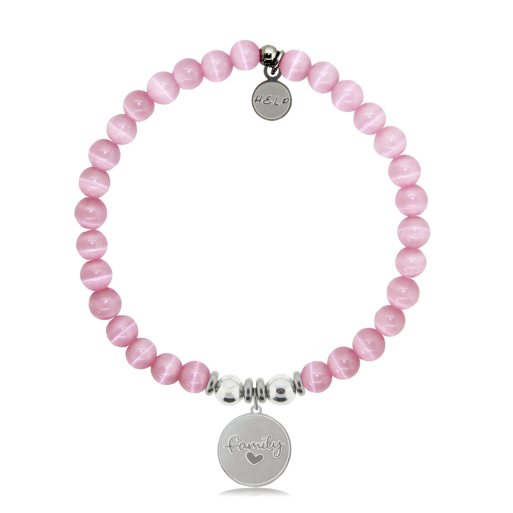 HELP by TJ Family Charm with Pink Cats Eye Charity Bracelet