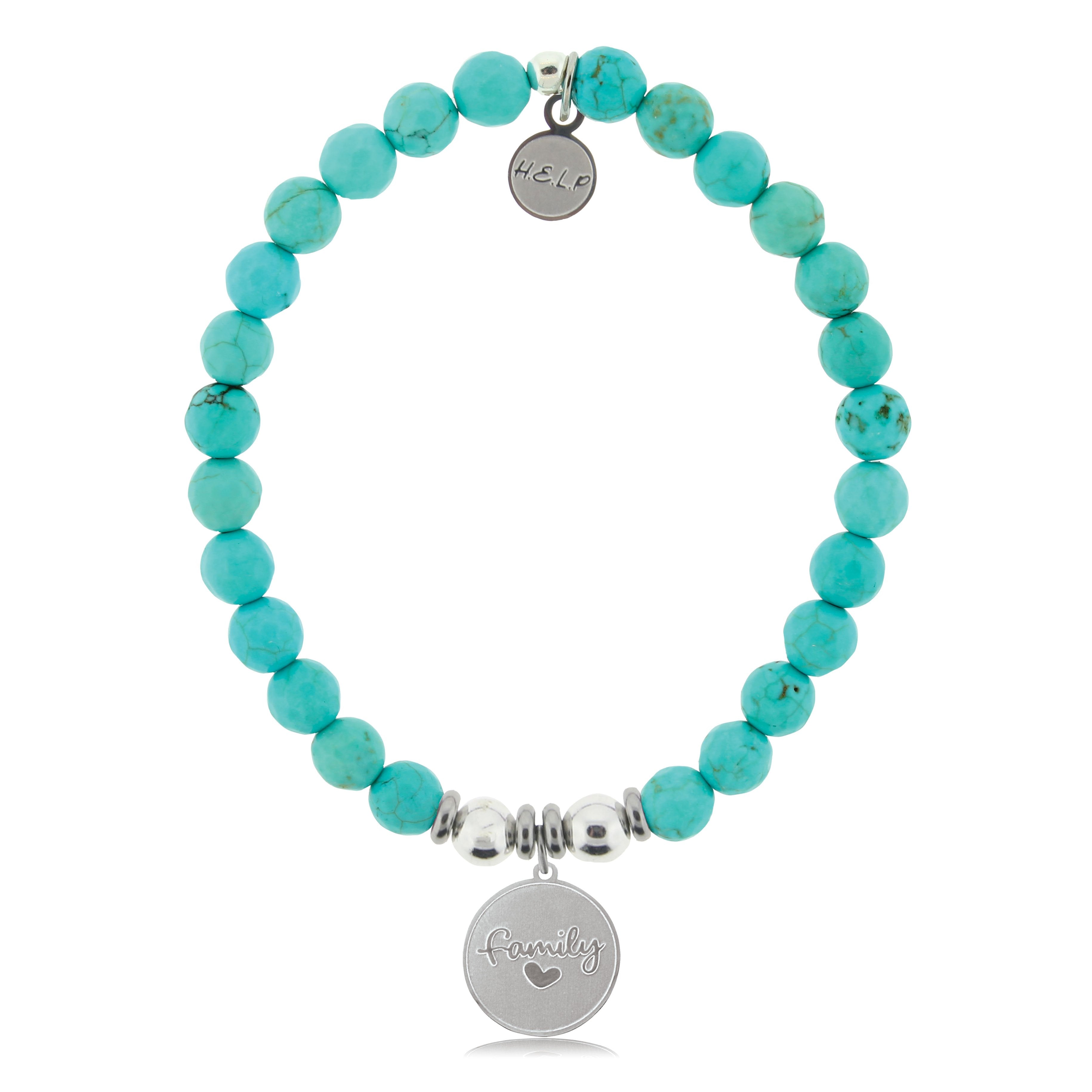 HELP by TJ Family Charm with Turquoise Beads Charity Bracelet