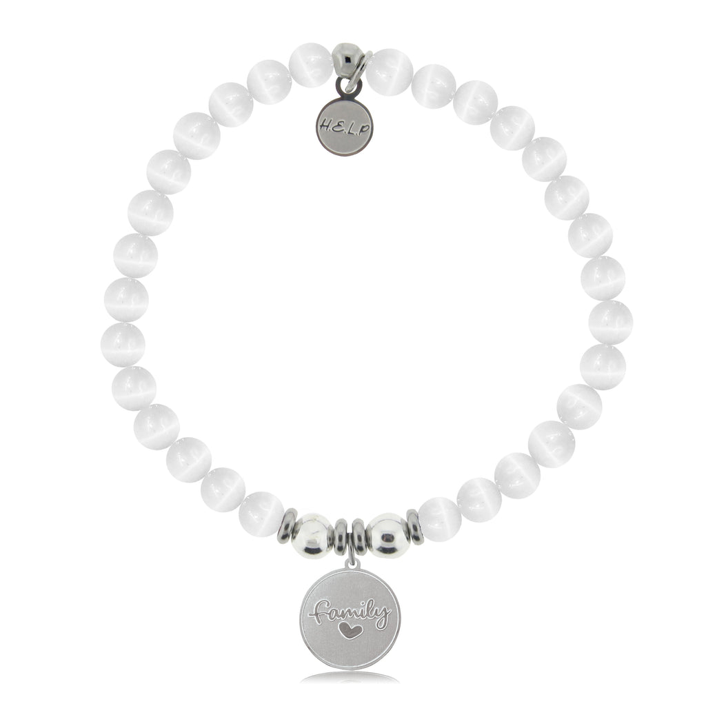 HELP by TJ Family Charm with White Cats Eye Charity Bracelet