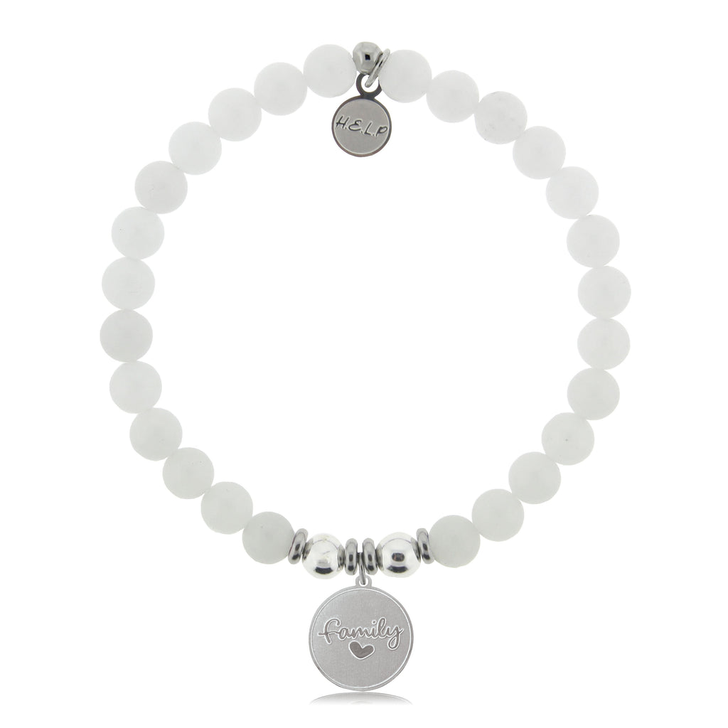 HELP by TJ Family Charm with White Jade Beads Charity Bracelet
