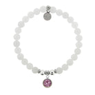 HELP by TJ February Amethyst Crystal Birthstone Charm with White Jade Charity Bracelet