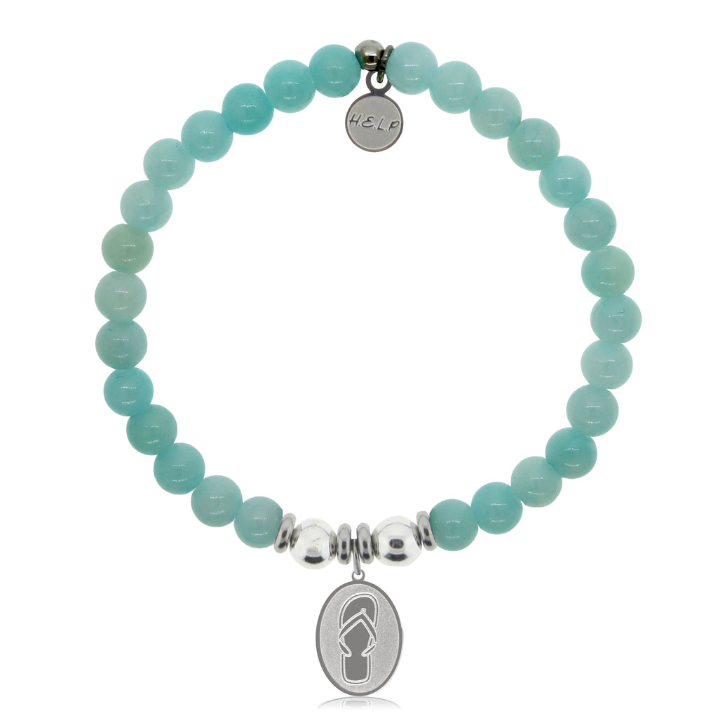 HELP by TJ Flip Flop Charm with Baby Blue Agate Charity Bracelet