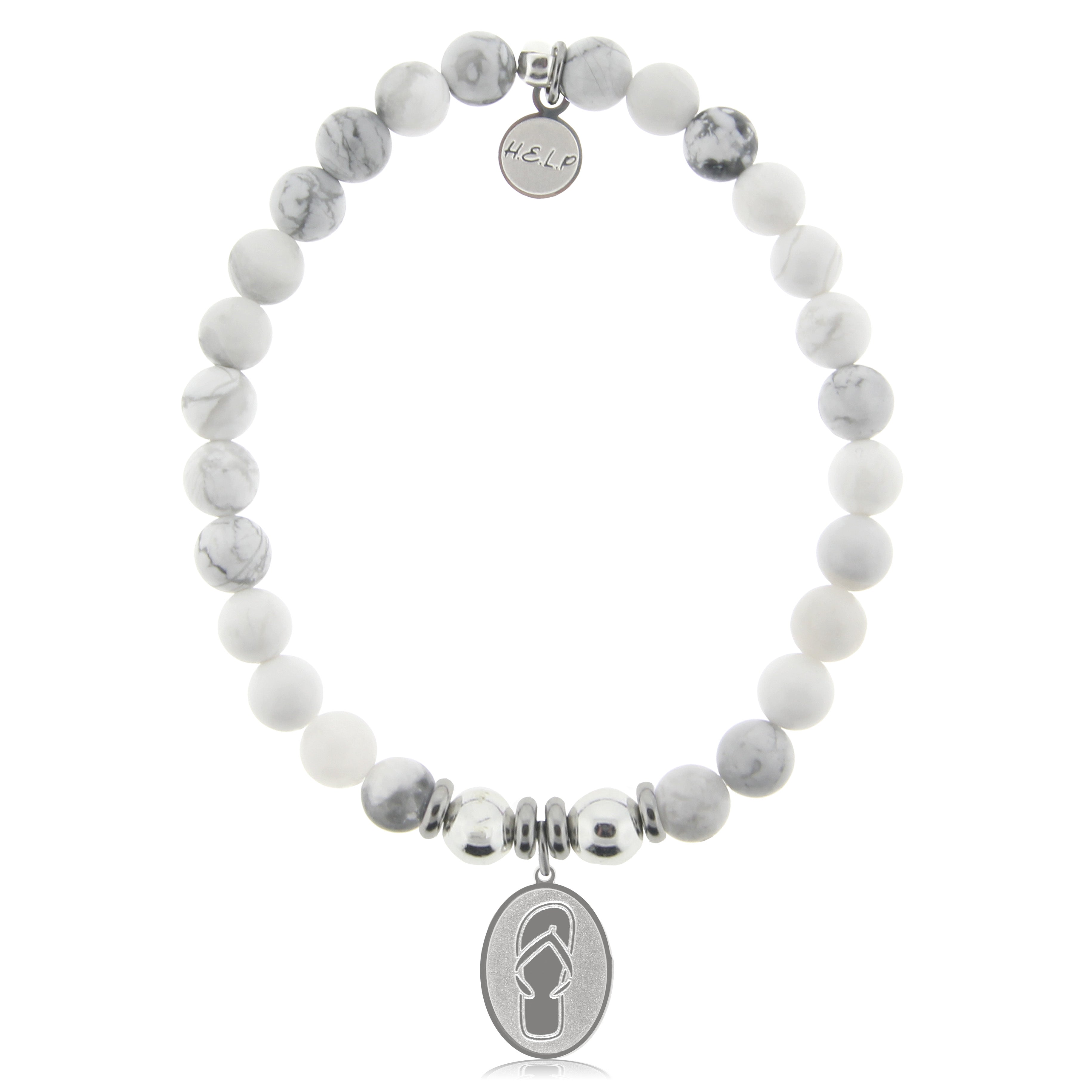 HELP by TJ Flip Flop Charm with Howlite Charity Bracelet