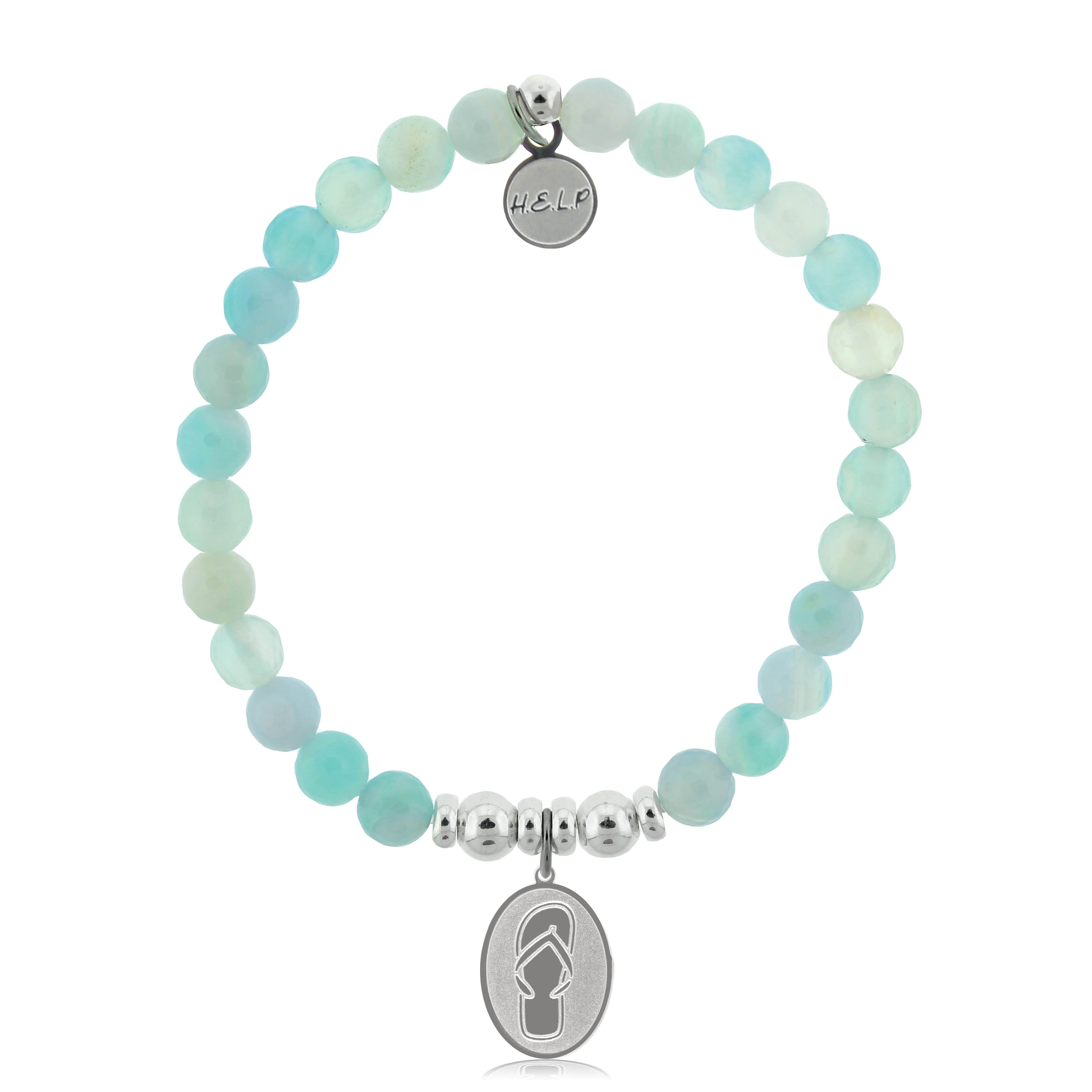 HELP by TJ Flip Flop Charm with Light Blue Agate Charity Bracelet