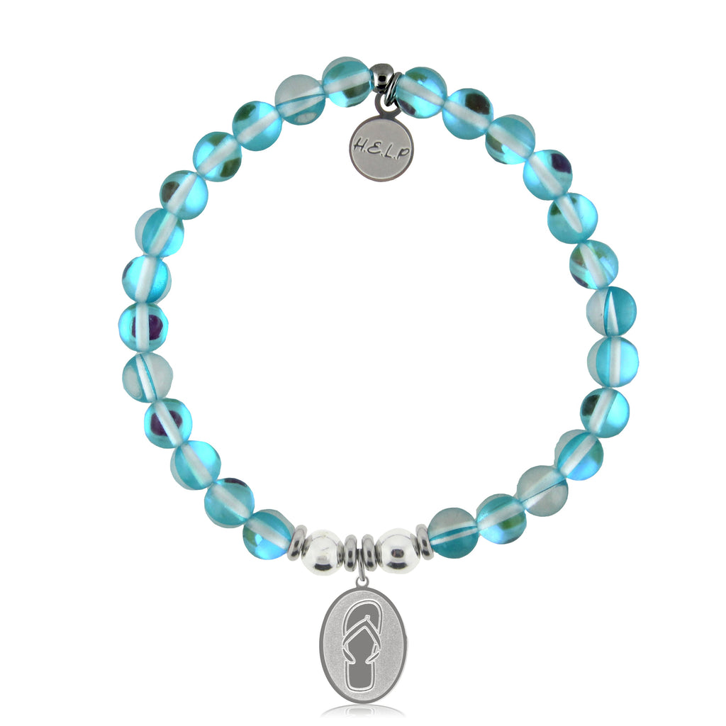 HELP by TJ Flip Flop Charm with Light Blue Opalescent Charity Bracelet