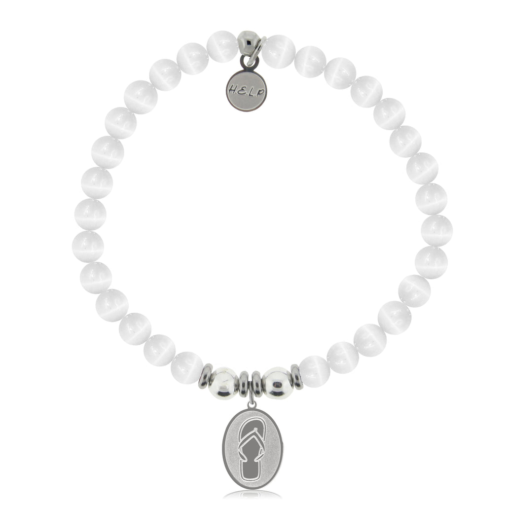HELP by TJ Flip Flop Charm with White Cats Eye Charity Bracelet