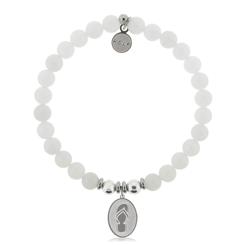 HELP by TJ Flip Flop Charm with White Jade Charity Bracelet