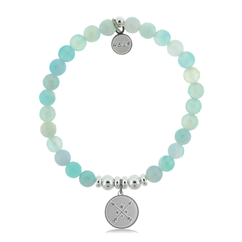 HELP by TJ Friendship Arrows Charm with Aqua Agate Beads Charity Bracelet