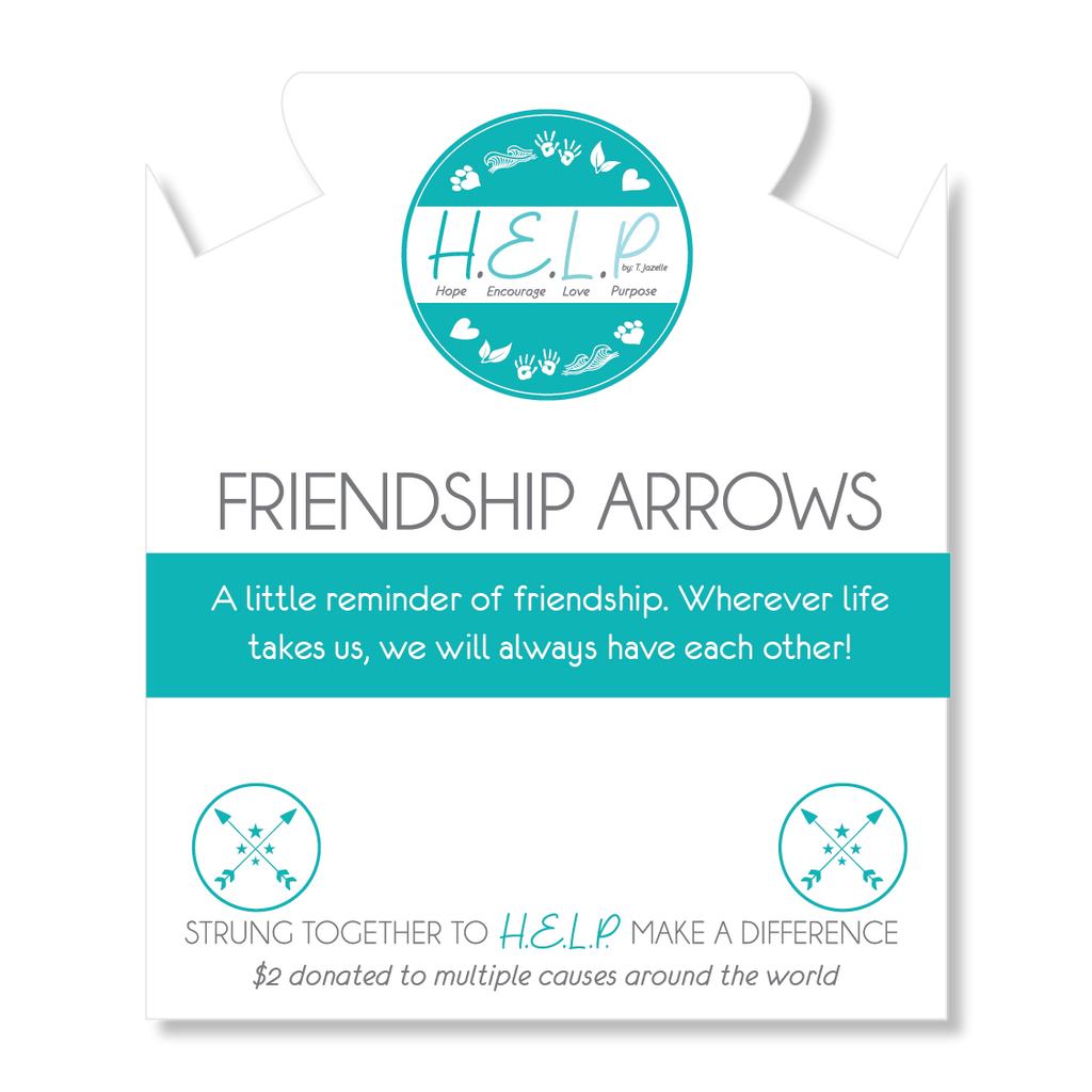 HELP by TJ Friendship Arrows Charm with Aqua Blue Seaglass Charity Bracelet