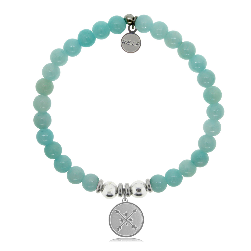 HELP by TJ Friendship Arrows Charm with Baby Blue Agate Beads Charity Bracelet