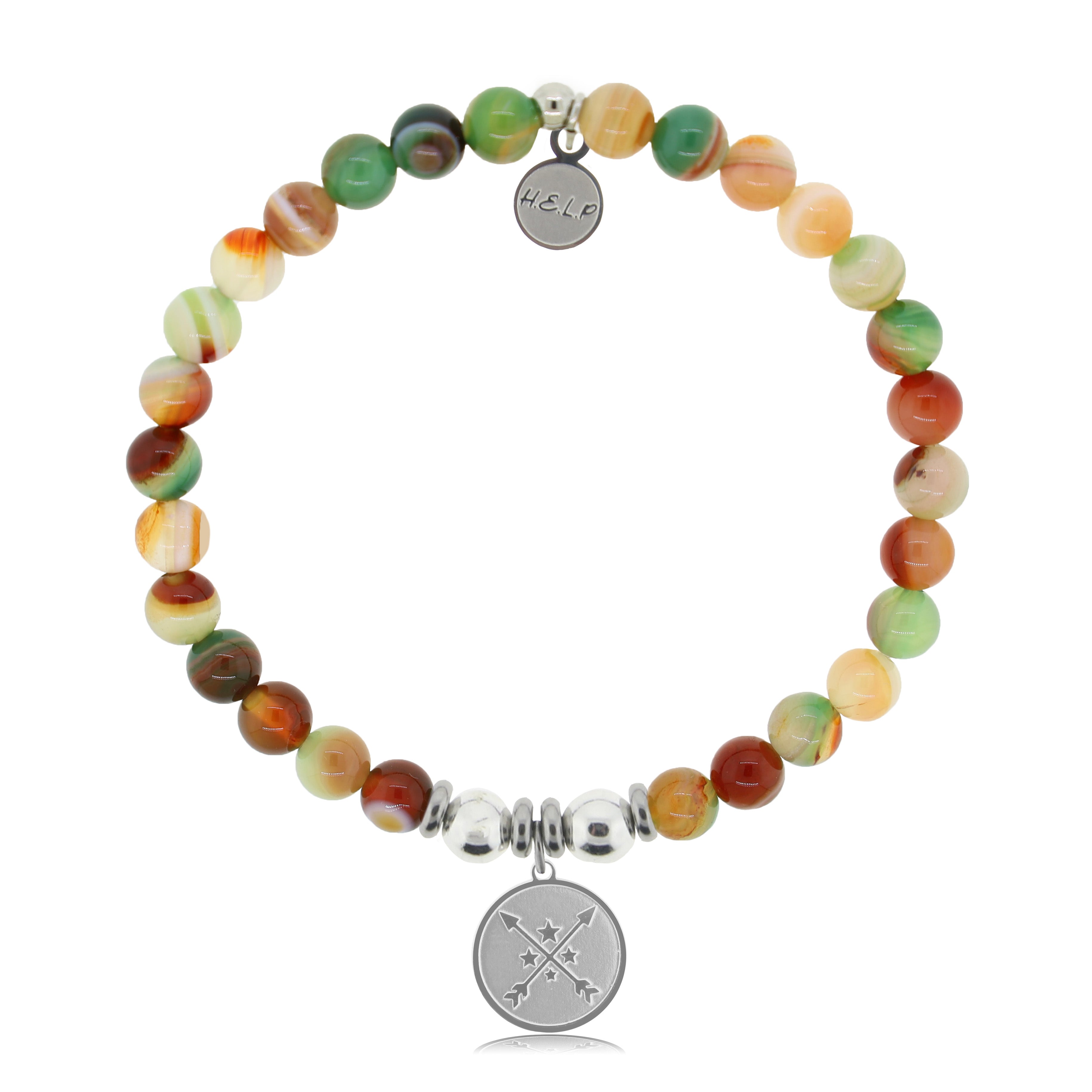 HELP by TJ Friendship Arrows Charm with Multi Agate Charity Bracelet