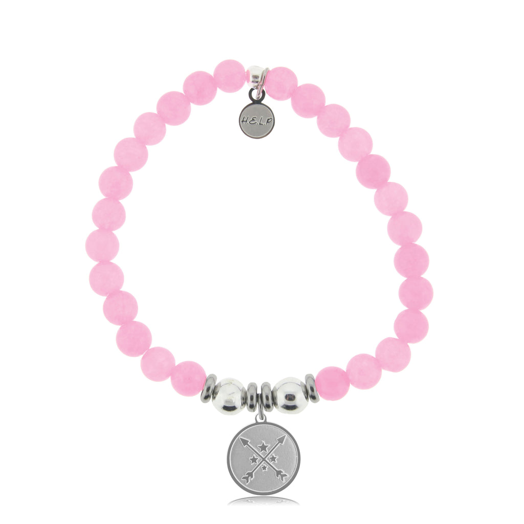 HELP by TJ Friendship Arrows Charm with Pink Agate Beads Charity Bracelet