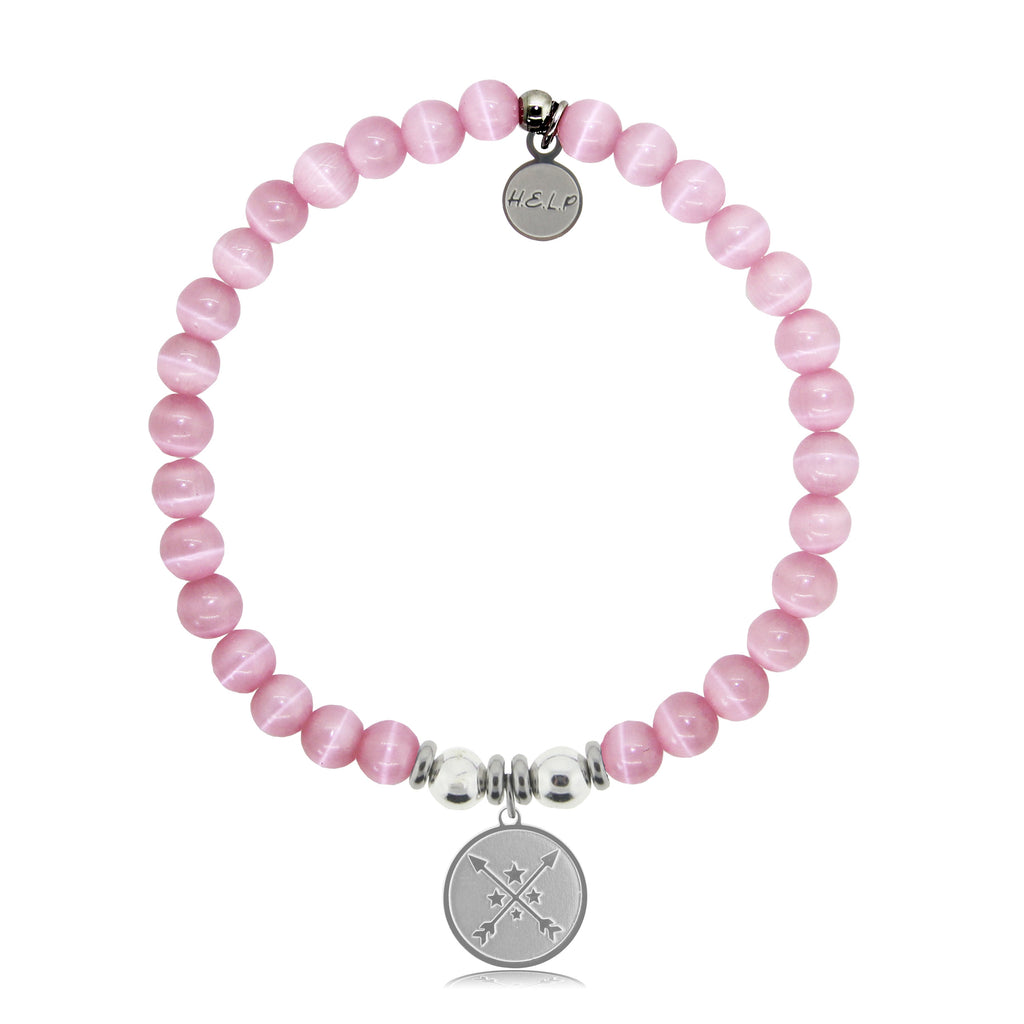 HELP by TJ Friendship Arrows Charm with Pink Cats Eye Charity Bracelet