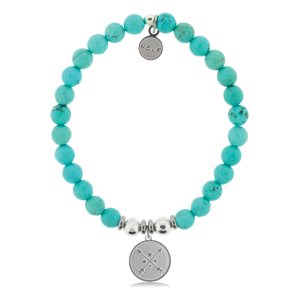 HELP by TJ Friendship Arrows Charm with Turquoise Beads Charity Bracelet