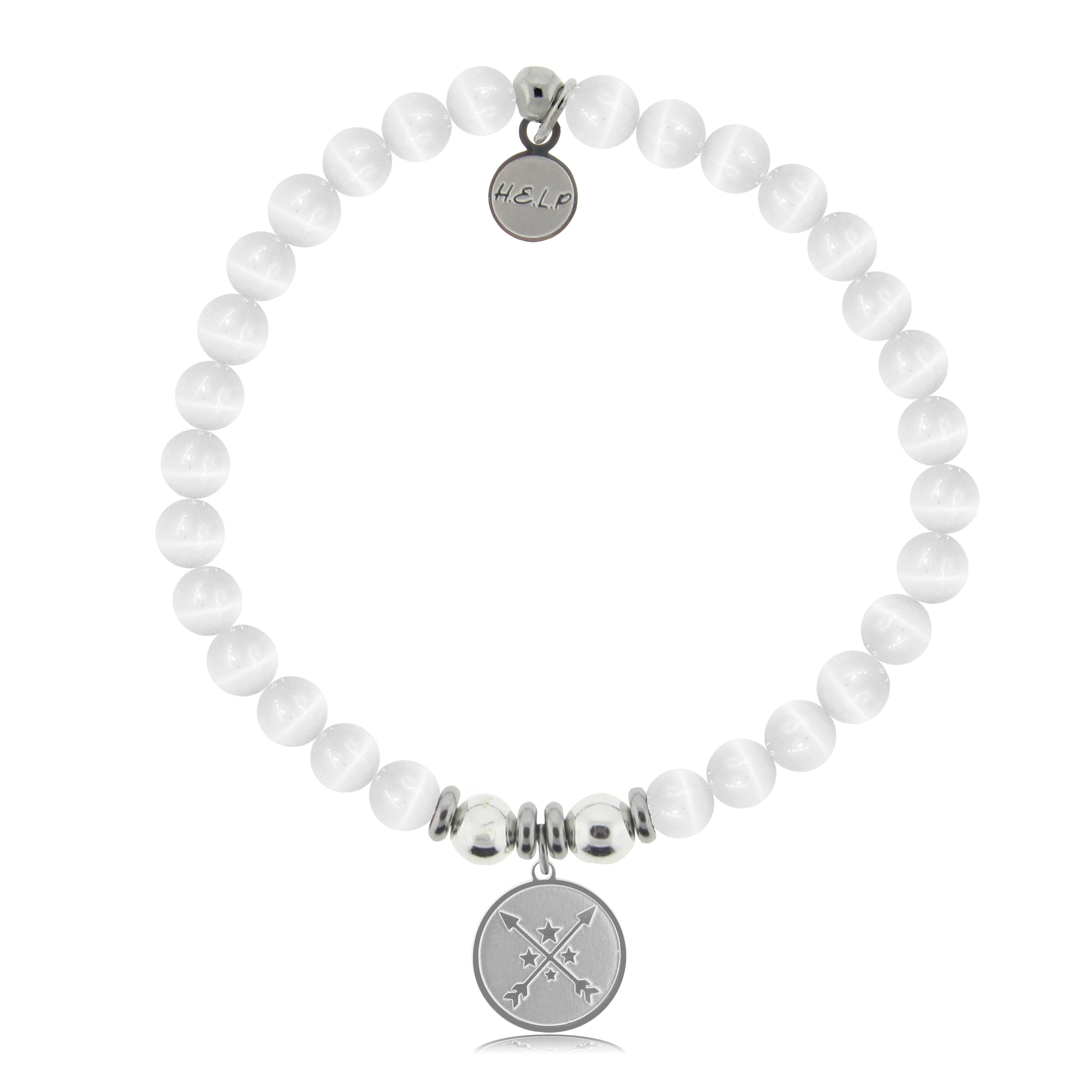 HELP by TJ Friendship Arrows Charm with White Cats Eye Charity Bracelet