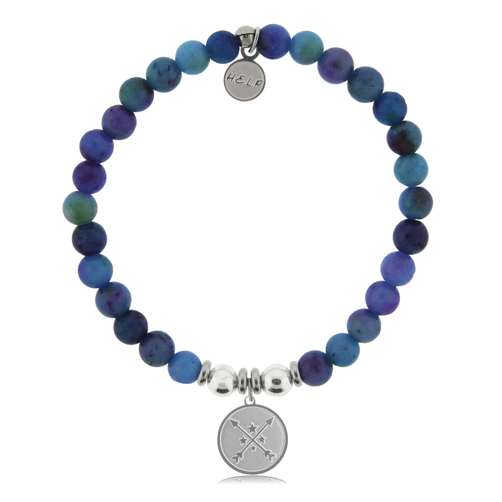 HELP by TJ Friendship Arrows Charm with Wildberry Jade Beads Charity Bracelet