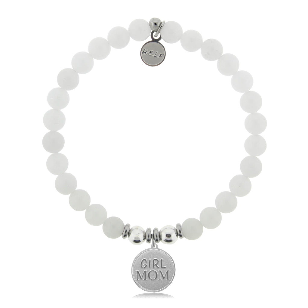 HELP by TJ Girl Mom Charm with White Jade Charity Bracelet