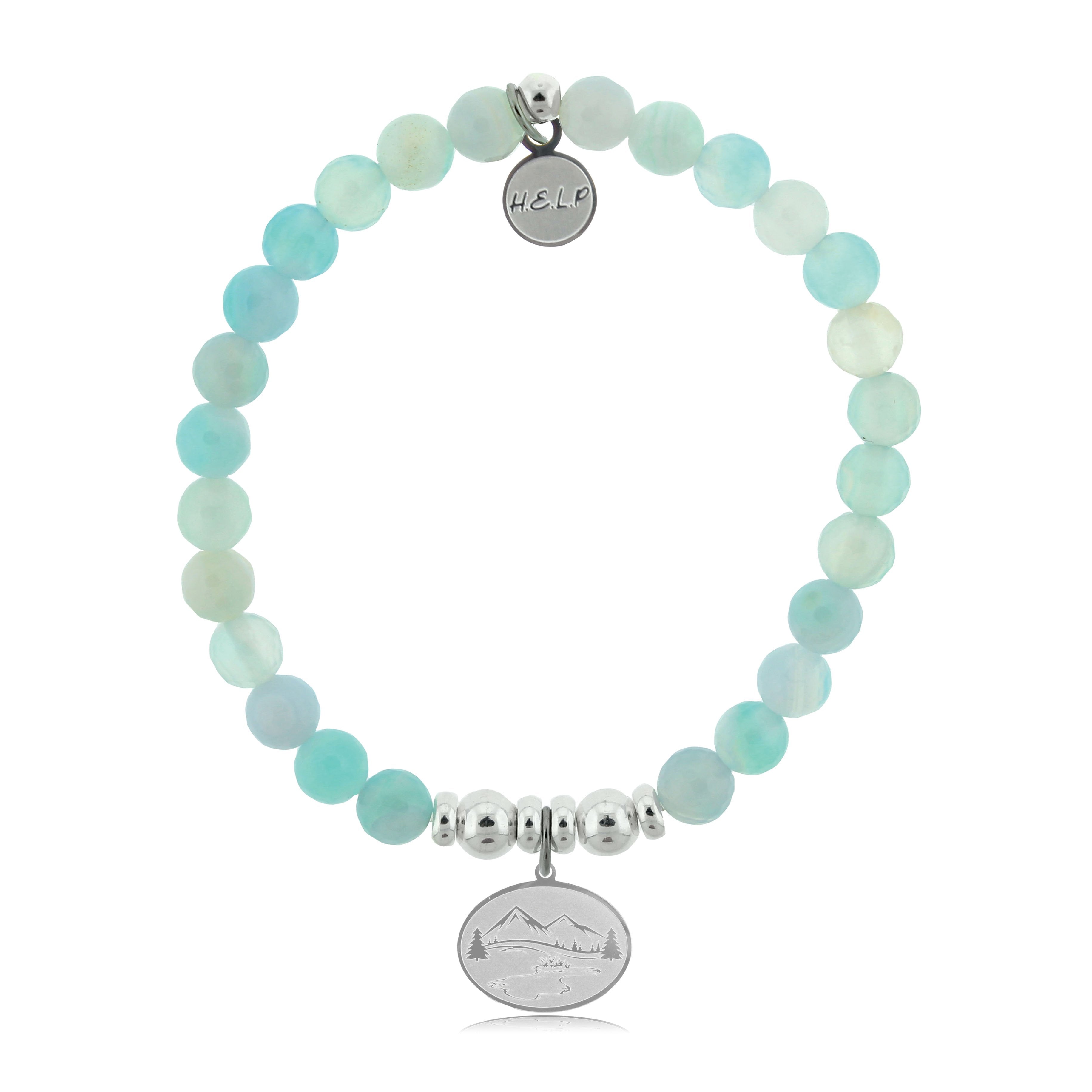 HELP by TJ Great Outdoors Charm with Aqua Agate Beads Charity Bracelet