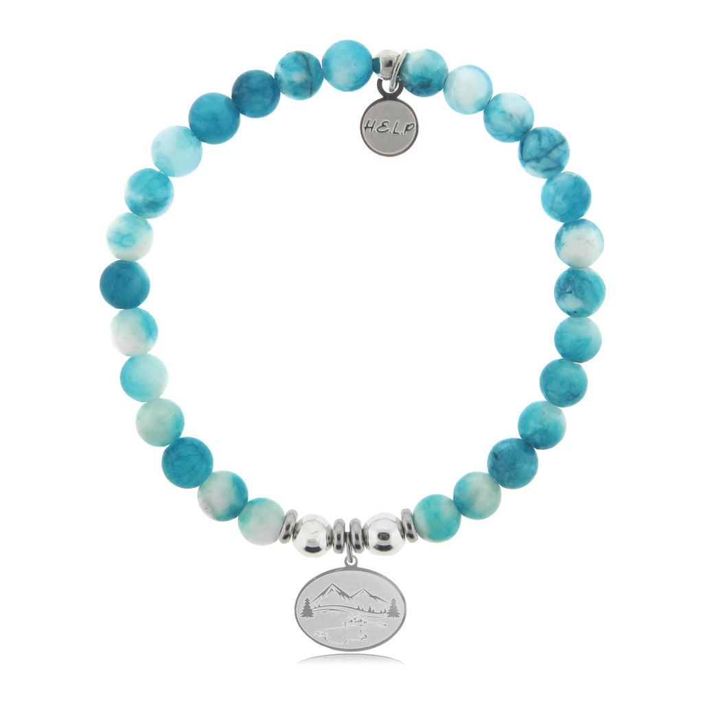 HELP by TJ Great Outdoors Charm with Cloud Blue Agate Beads Charity Bracelet