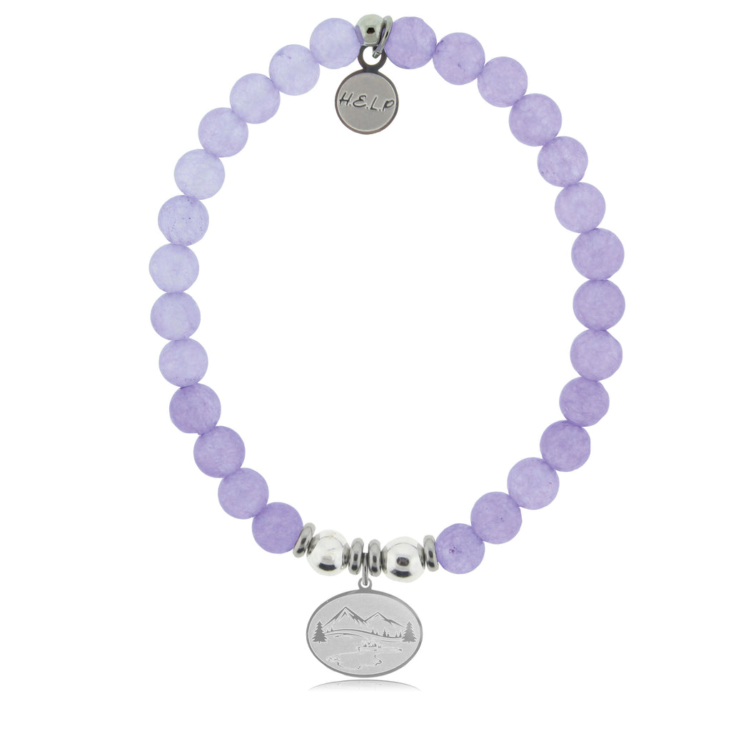 HELP by TJ Great Outdoors Charm with Purple Jade Beads Charity Bracelet