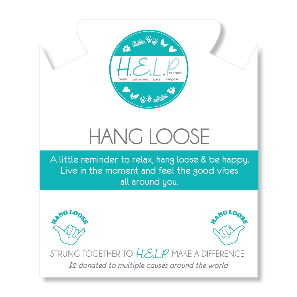 HELP by TJ Hang Loose Charm with Aqua Blue Seaglass Charity Bracelet