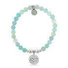 HELP by TJ Heart Charm with Aqua Agate Beads Charity Bracelet