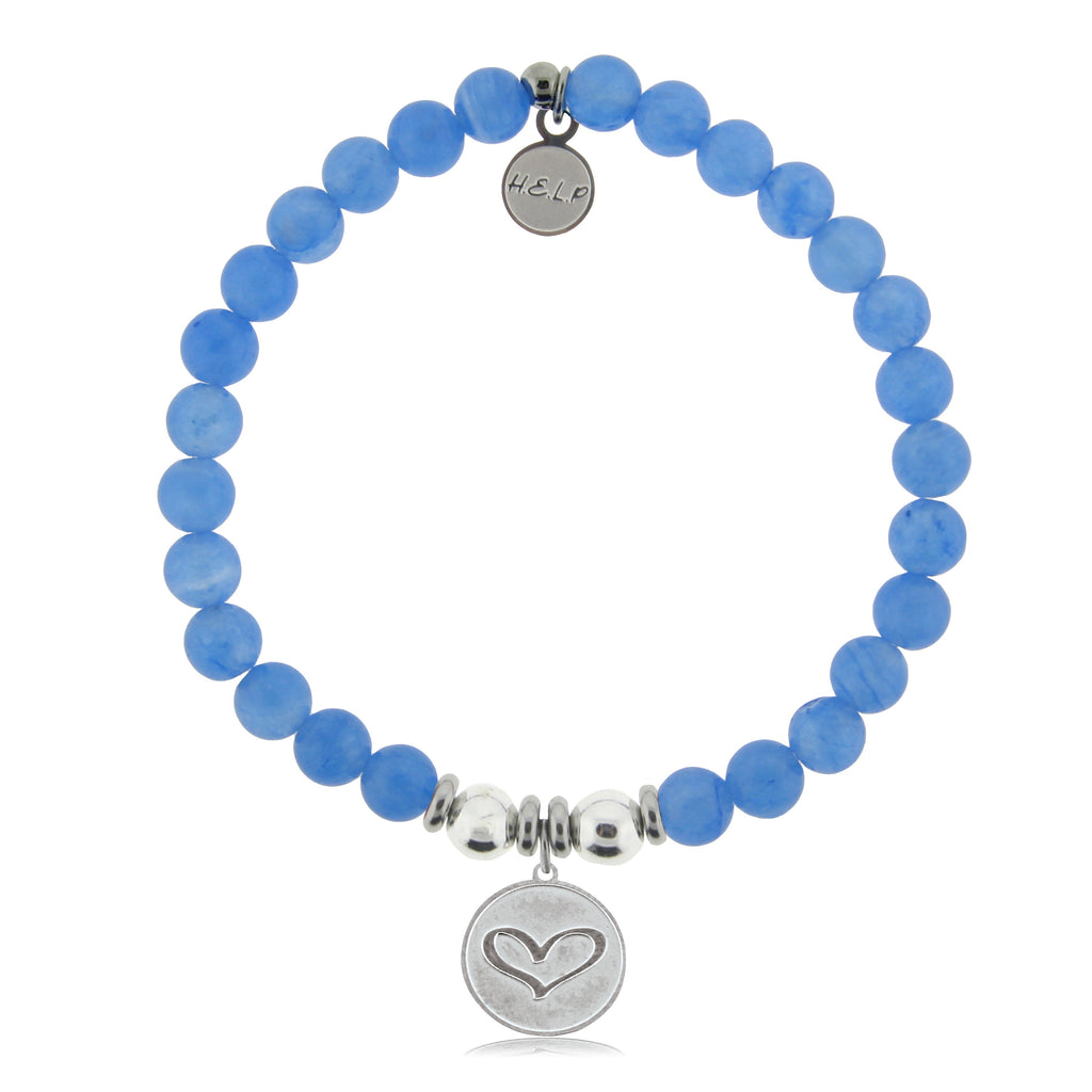 HELP by TJ Heart Charm with Azure Blue Jade Charity Bracelet