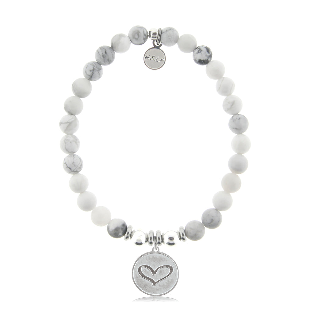 HELP by TJ Heart Charm with Howlite Beads Charity Bracelet