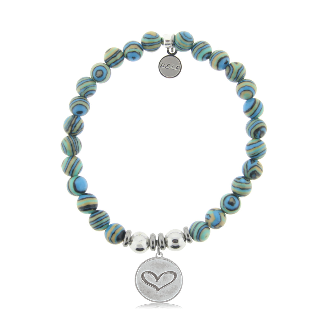 HELP by TJ Heart Charm with Malachite Beads Charity Bracelet