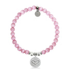 HELP by TJ Heart Charm with Pink Cats Eye Charity Bracelet