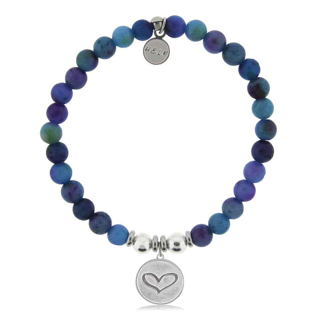 HELP by TJ Heart Charm with Wildberry Jade Beads Charity Bracelet
