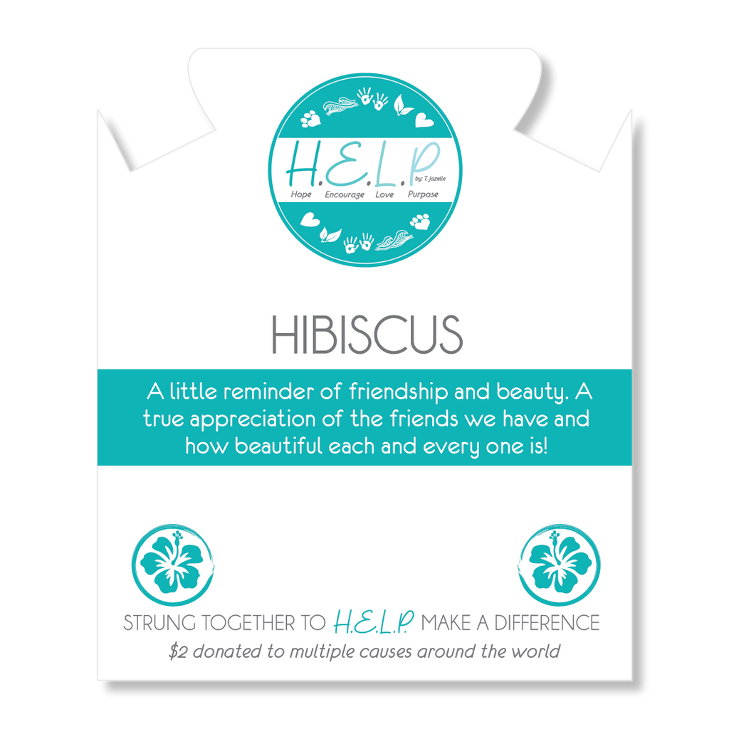 HELP by TJ Hibiscus Charm with Aqua Blue Seaglass Charity Bracelet